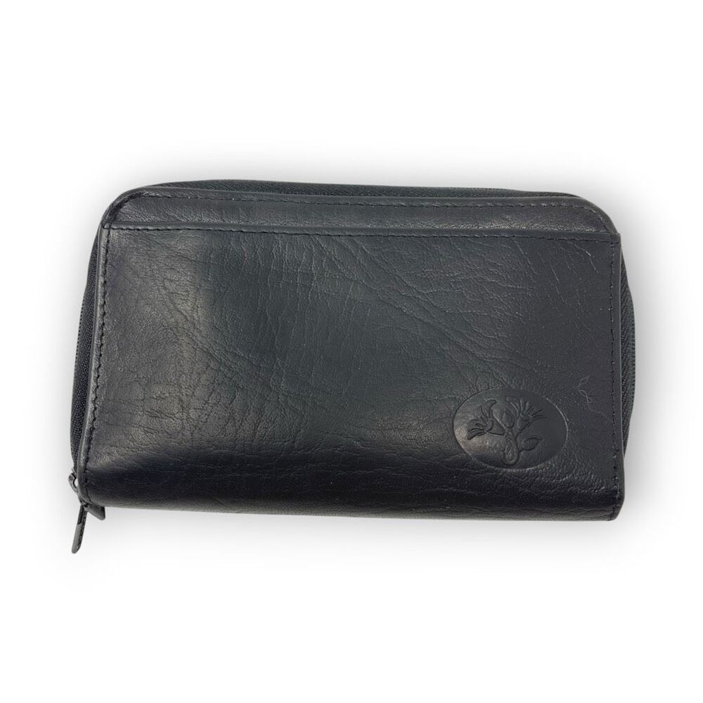 Buxton RFID Julia Heiress Double Zip Around Leather Wallet Black